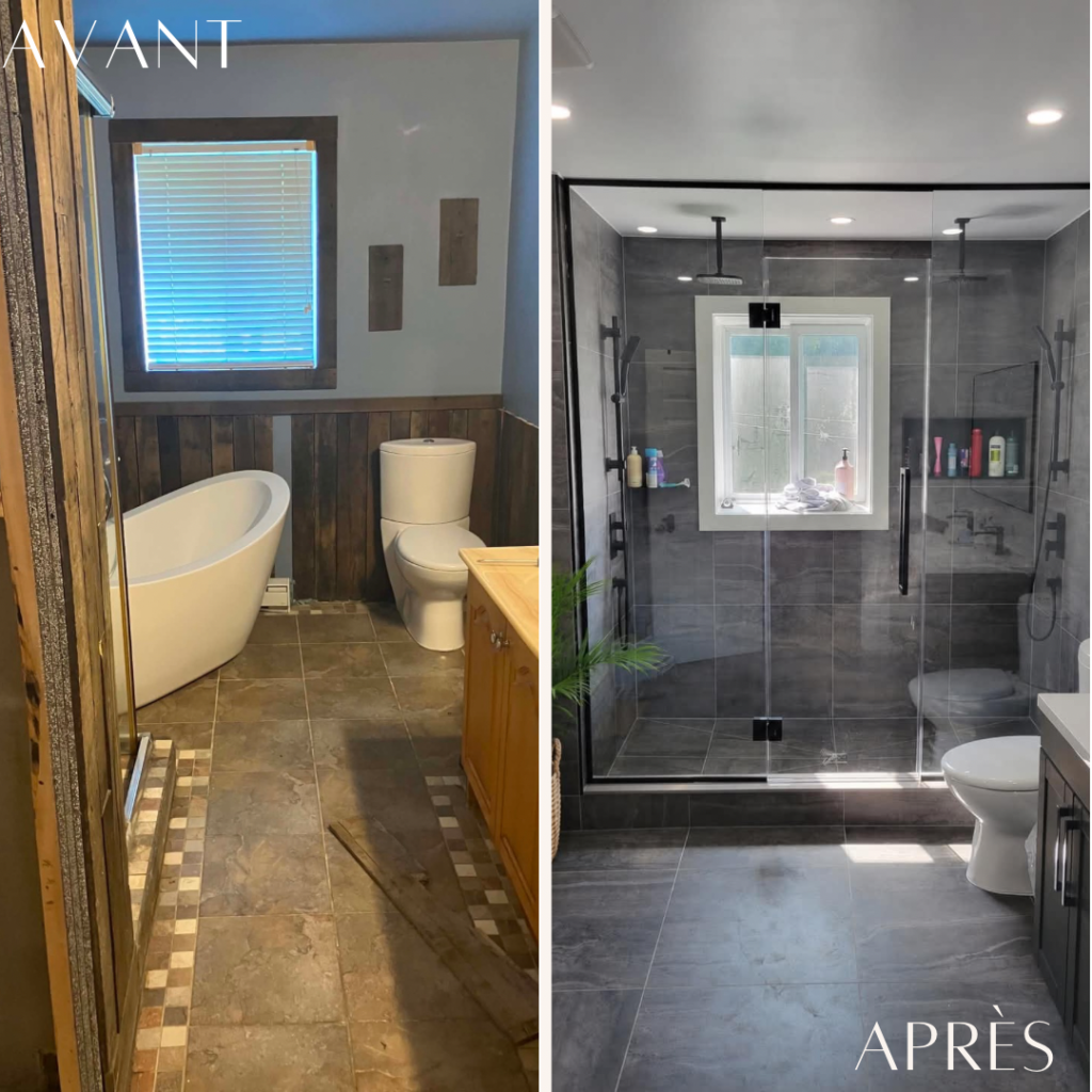 Avant | Après rénovation de salle de bain en Montérégie
